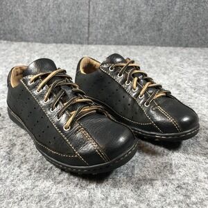 Born Shoes Womens Size 6 36.5 Black Leather Lace Up Comfort Walking Sneakers